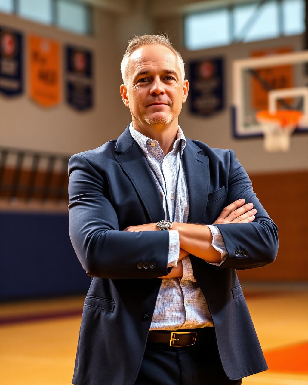 Head coach of Next Play Newton standing on the court